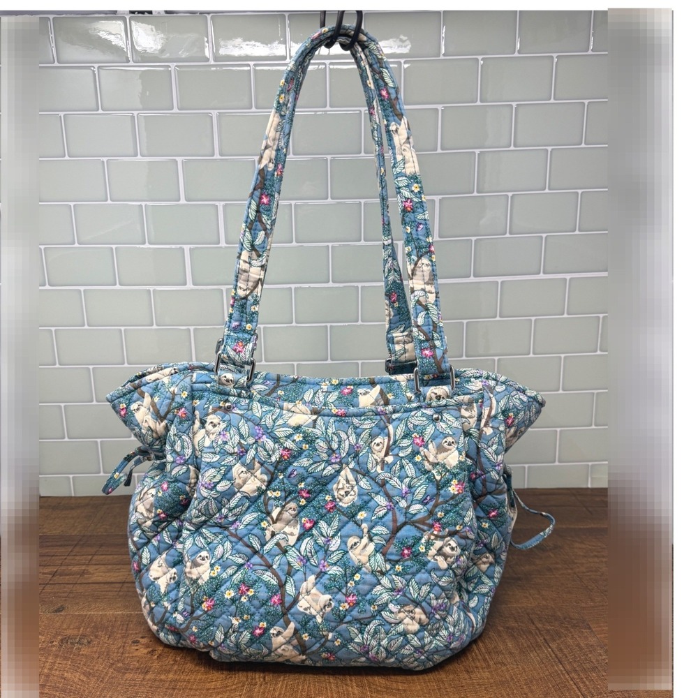Vera Bradley "Hanging Around" Quilted Sloth Glenna Satchel Bag